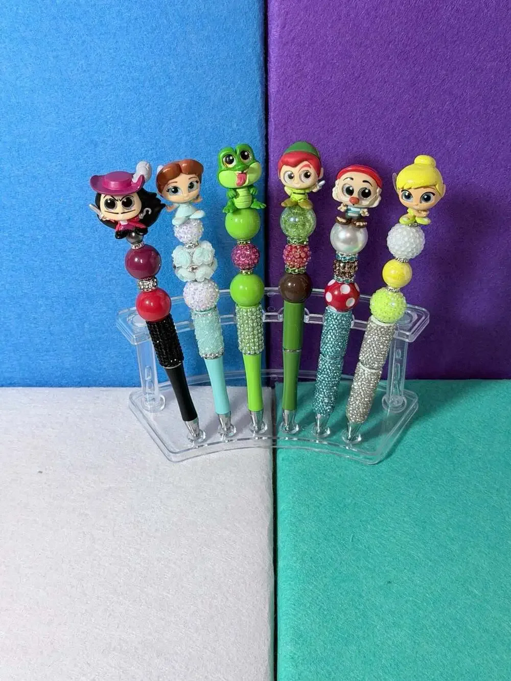 Set of 6 Disney Doorable Peter Pan Beaded Pens - Custom By The Enchanted Hoosier